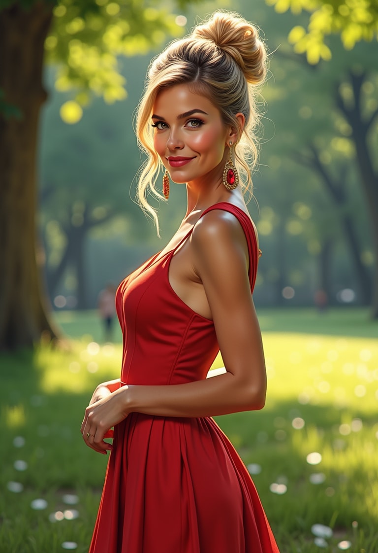 Elegance in Red Amidst Nature's Glow