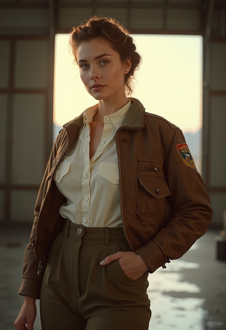Vintage Aviator in Hangar Light