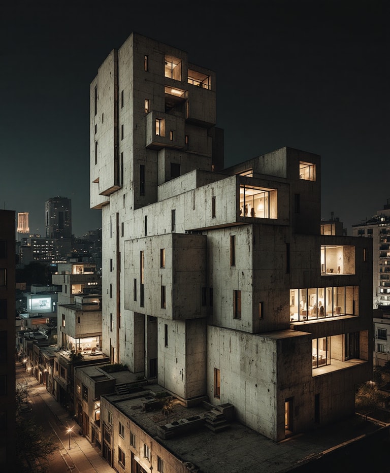 Nighttime Illumination of Modern Geometric Architecture