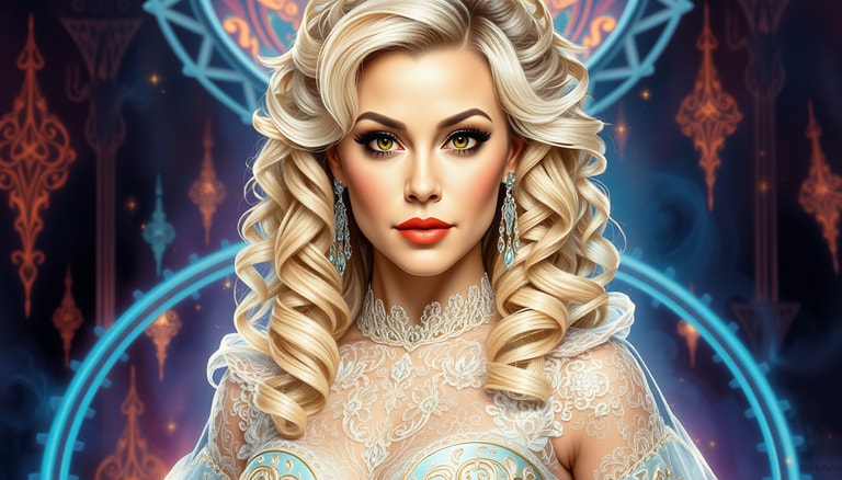 **Enchanted Elegance: Portrait of a Mystical Lady**