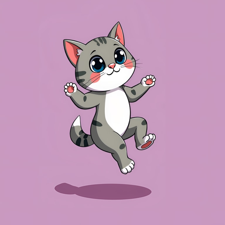Playful Kitten in Mid-Jump