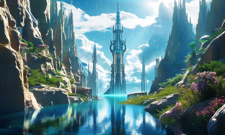 Enchanted Spire in a Tranquil Valley
