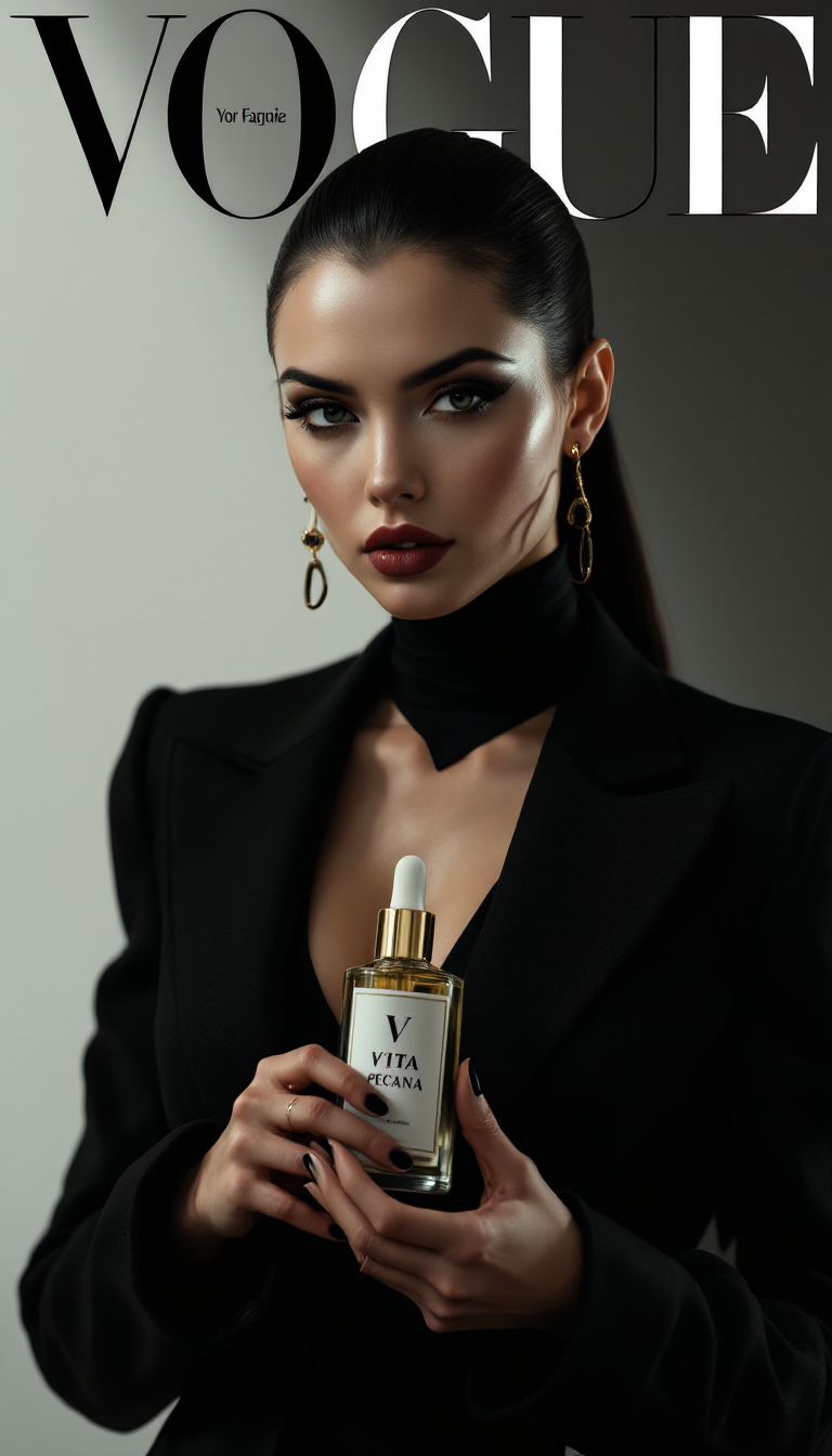 **Elegant Vogue Cover with Vita Pecana Product**