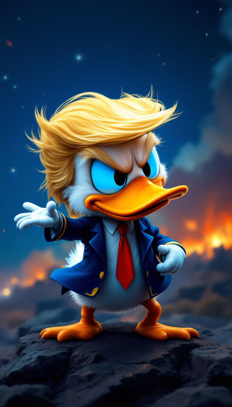 Donald Duck in a Fiery Stand