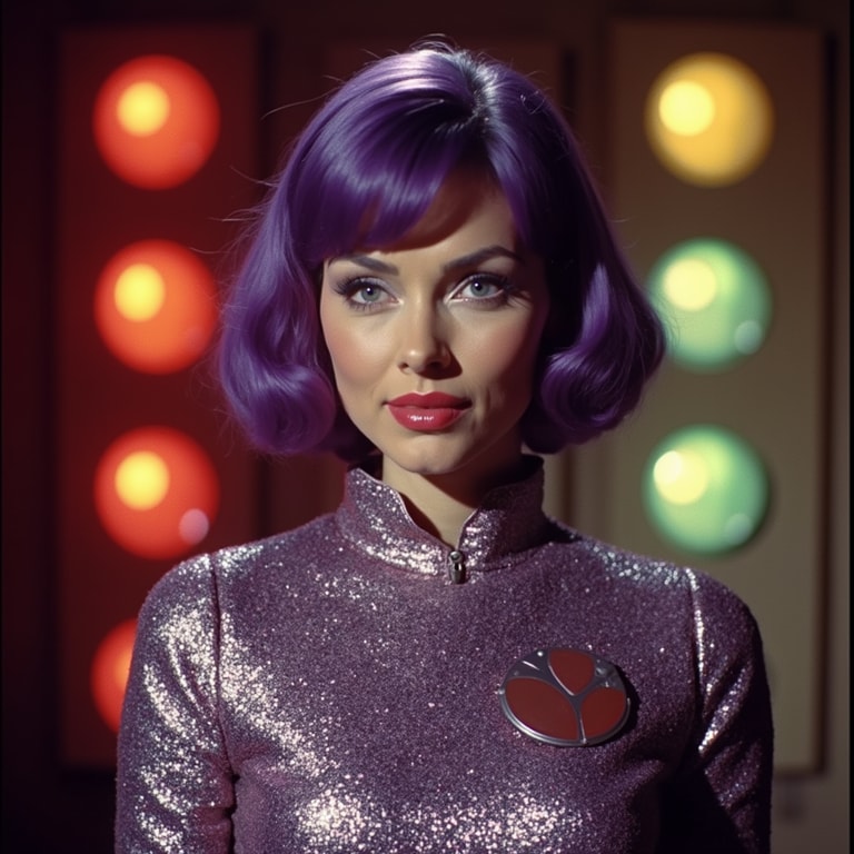 Retro-Futuristic Portrait with Purple Aesthetic