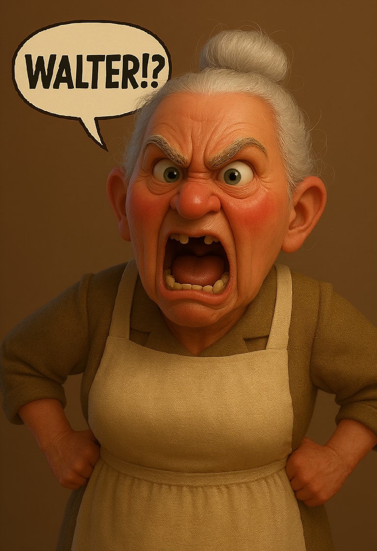 Frustrated Grandma Shouting 'WALTER?!'