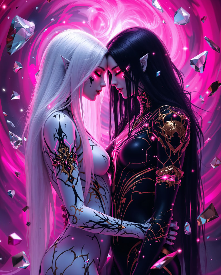 **Cosmic Embrace of Contrasts**