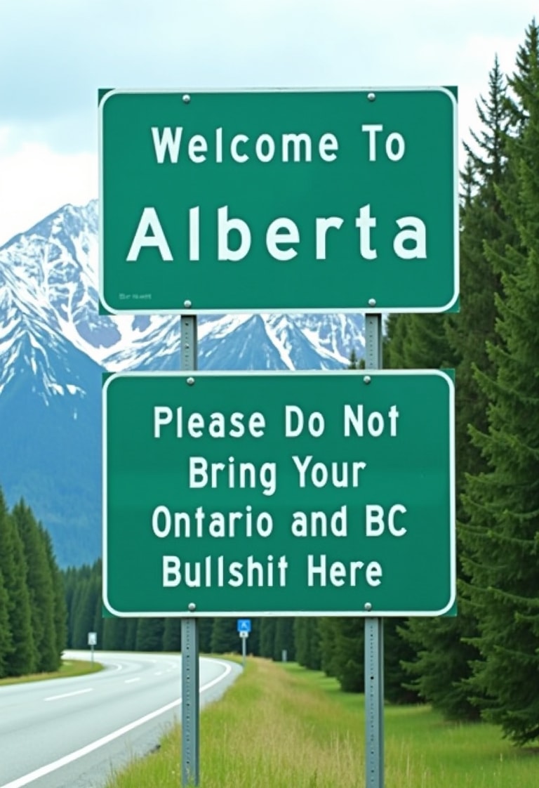Welcome to Alberta: A Humorous Road Sign