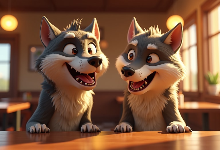 Joyful Wolves at the Café