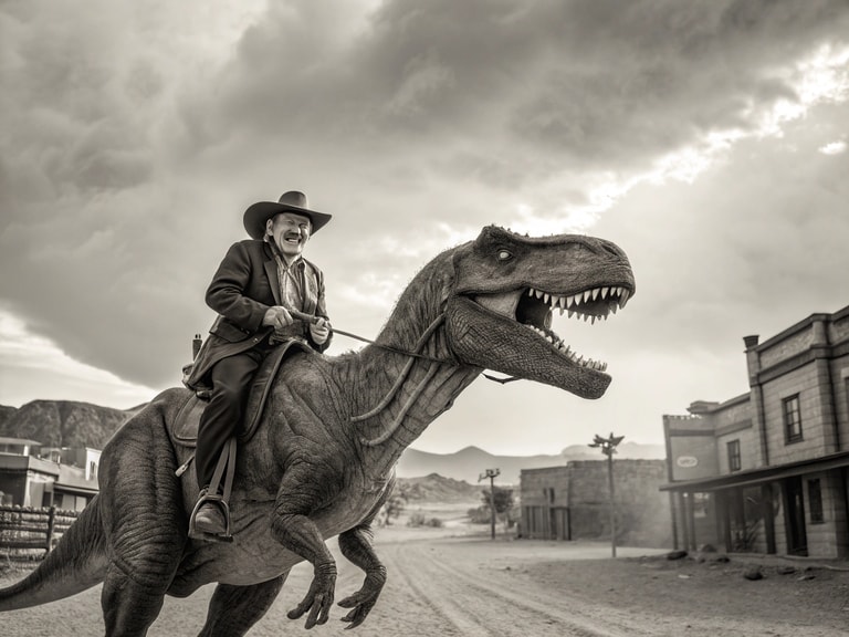 **The Cowboy and His Prehistoric Steed**