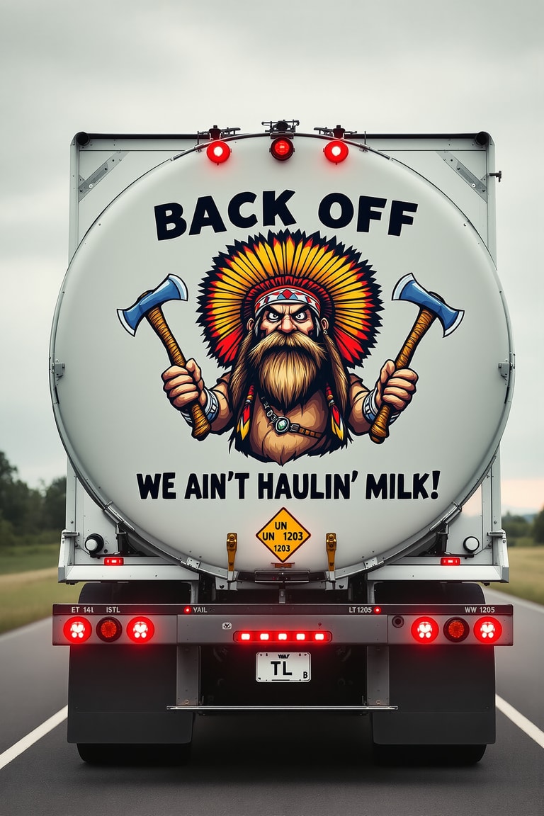 Tanker Truck with Warning Graphic