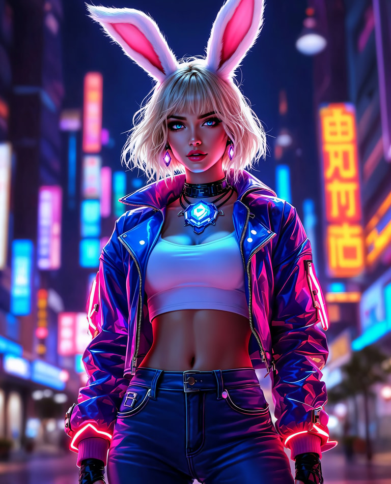 Neon Bunny: Cyberpunk Night