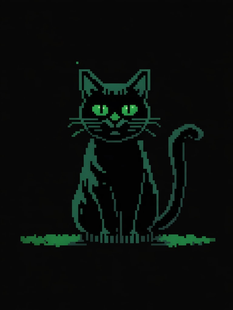 Green-Eyed Pixel Cat