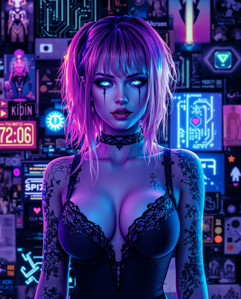**Neon Cyberpunk Muse**