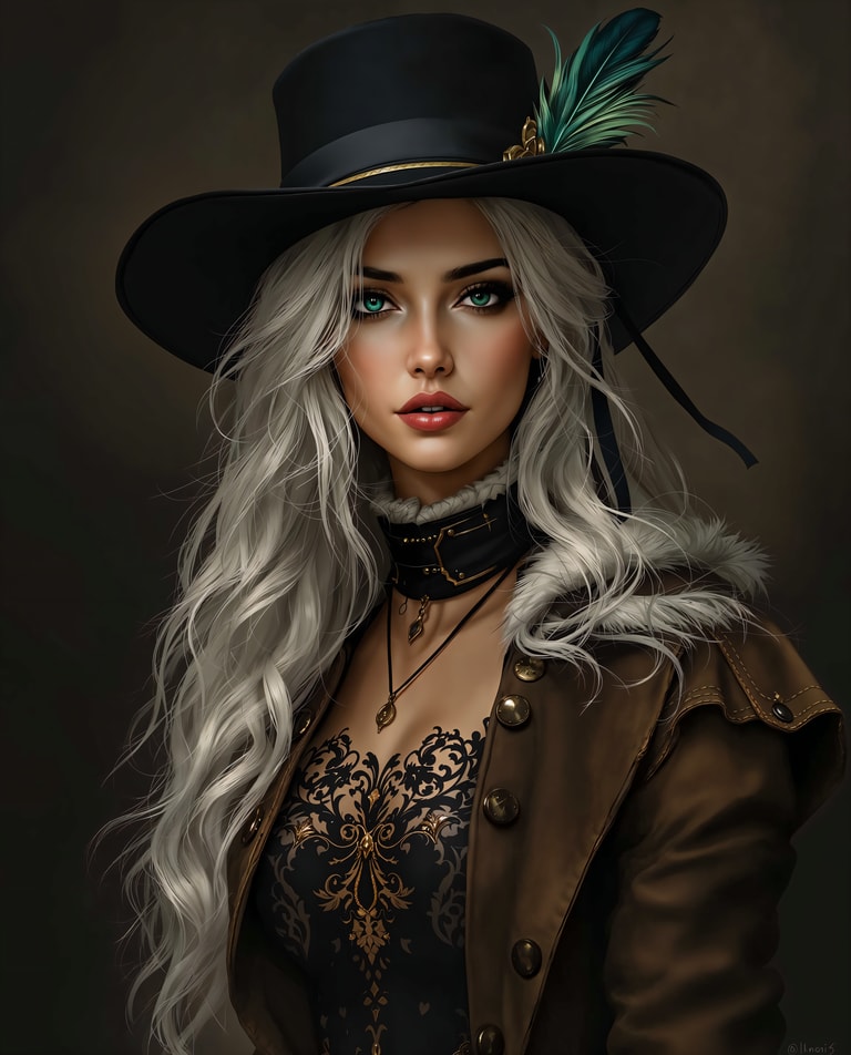 **Mystic Elegance: The Enigmatic Lady in Black**