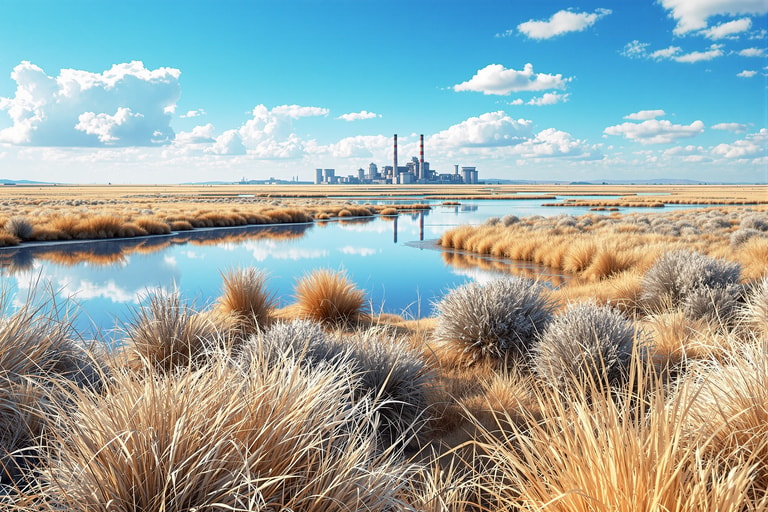 Industrial Reflection in Nature's Embrace