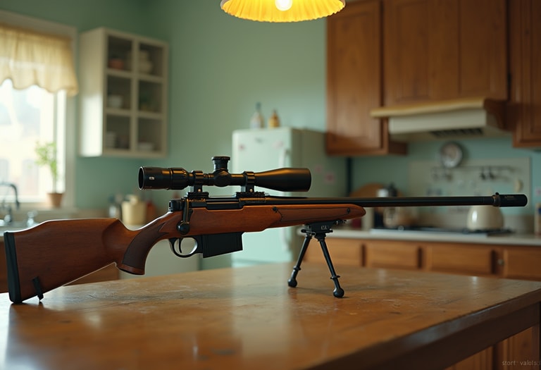 Sniper Rifle in the Kitchen