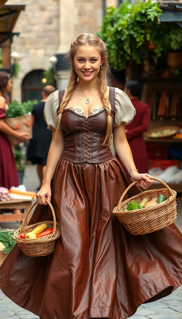 Leather Maiden in Medieval Market