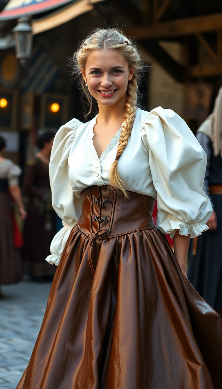 Radiant Maiden in Leather Corset