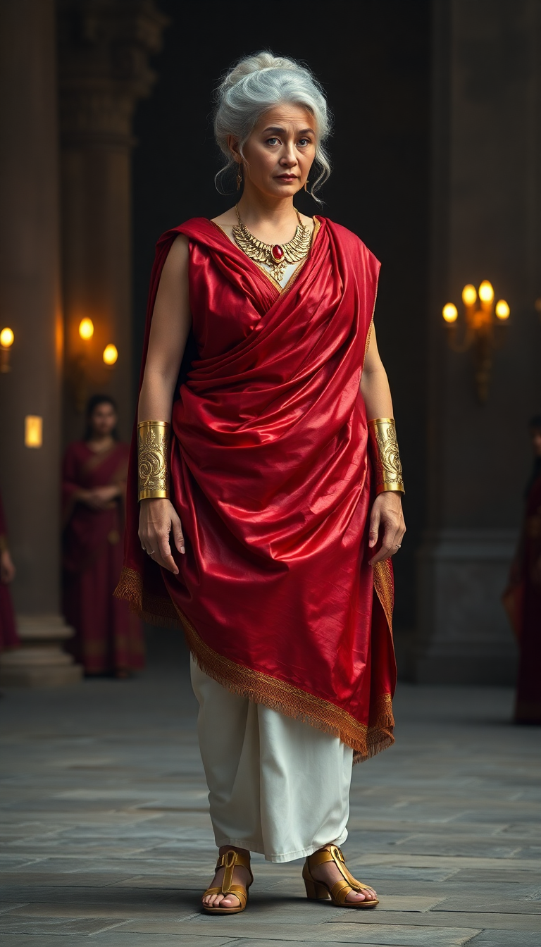 Roman Matron in Crimson Toga