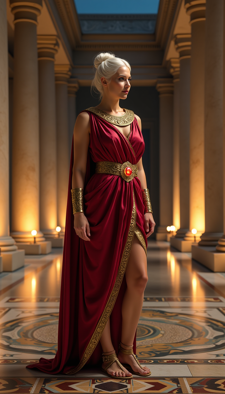 Crimson Empress in Marble Colonnade