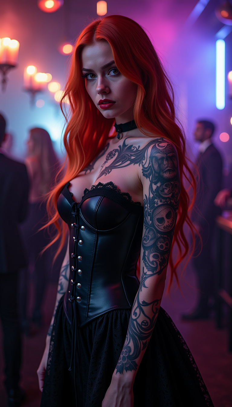 Crimson Siren in Neon Shadows
