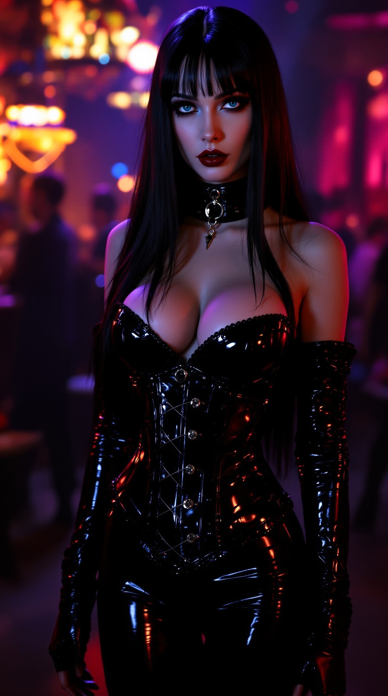 Neon Vampire Queen in Latex