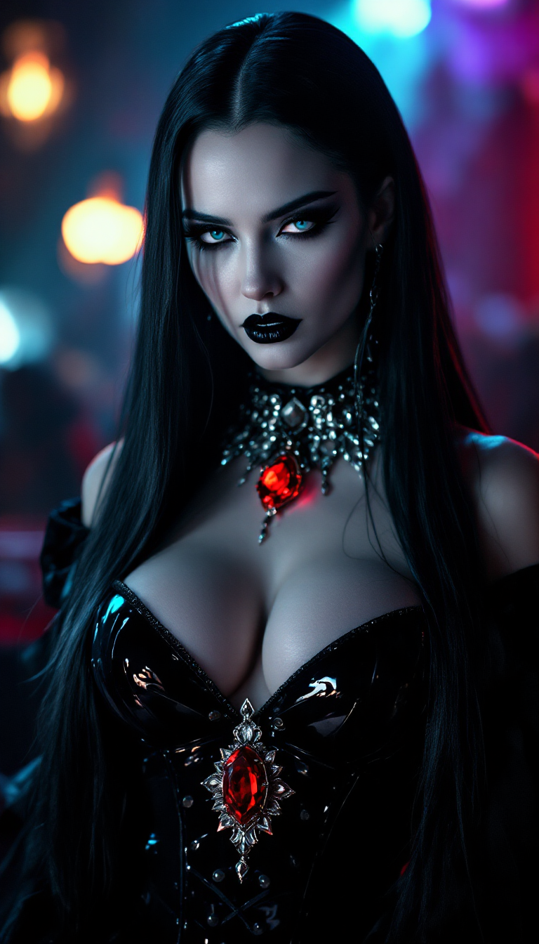 Vampire Queen in Neon Shadows