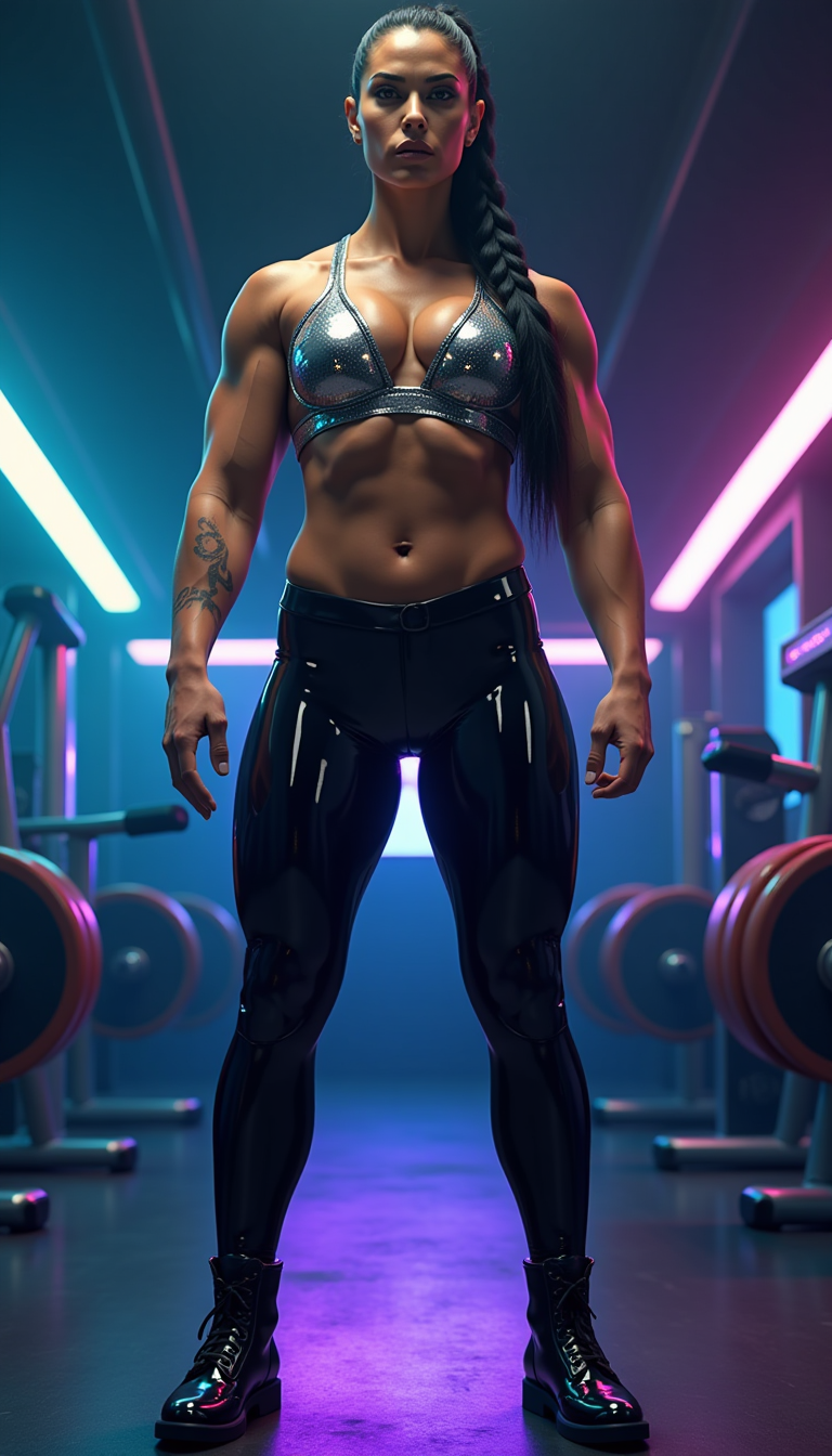 Amazonian Power in Neon Gym