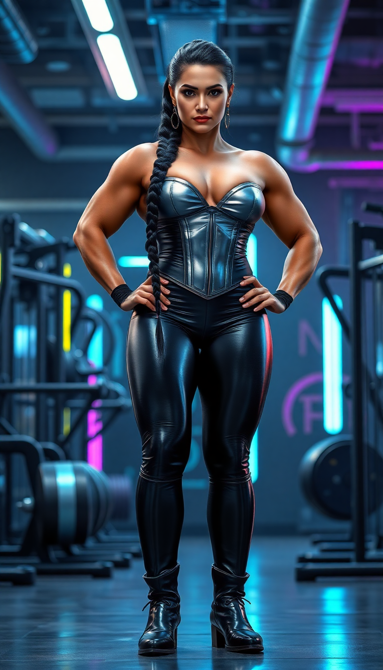Neon Amazon in Glossy Armor