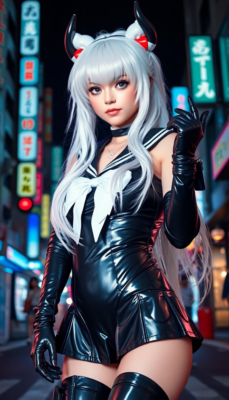 Neon Horned Sailor in Latex