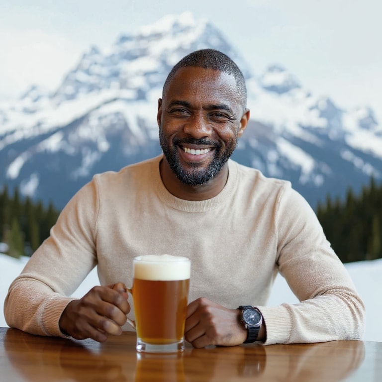 Relaxation with a View: Enjoying Beer Against Snowy Mountains