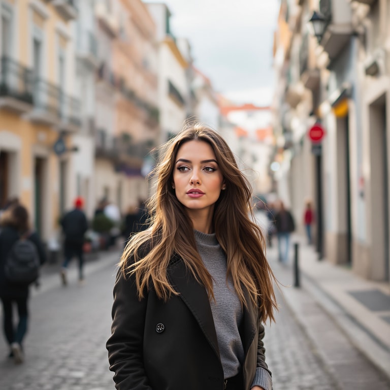 Windblown Gaze on Lisbon Streets