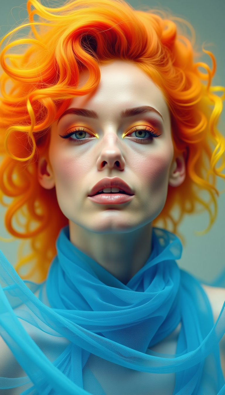 **Ethereal Elegance with Vibrant Hues**