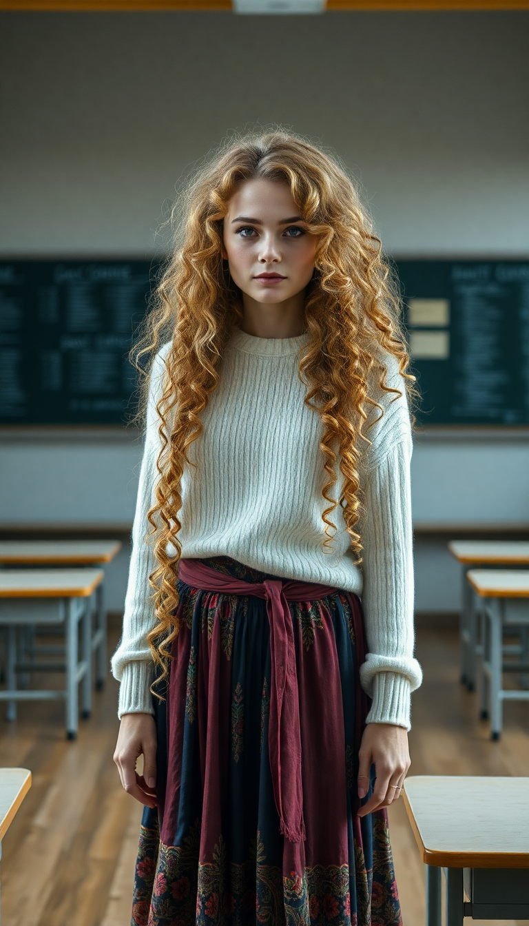 Curls Adorn the Empty Classroom