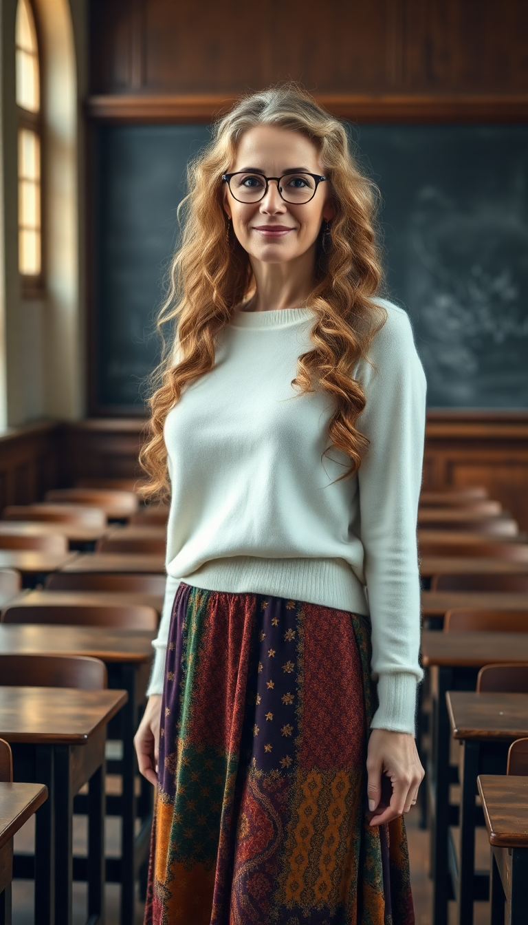 Scholar in Golden Classroom Light