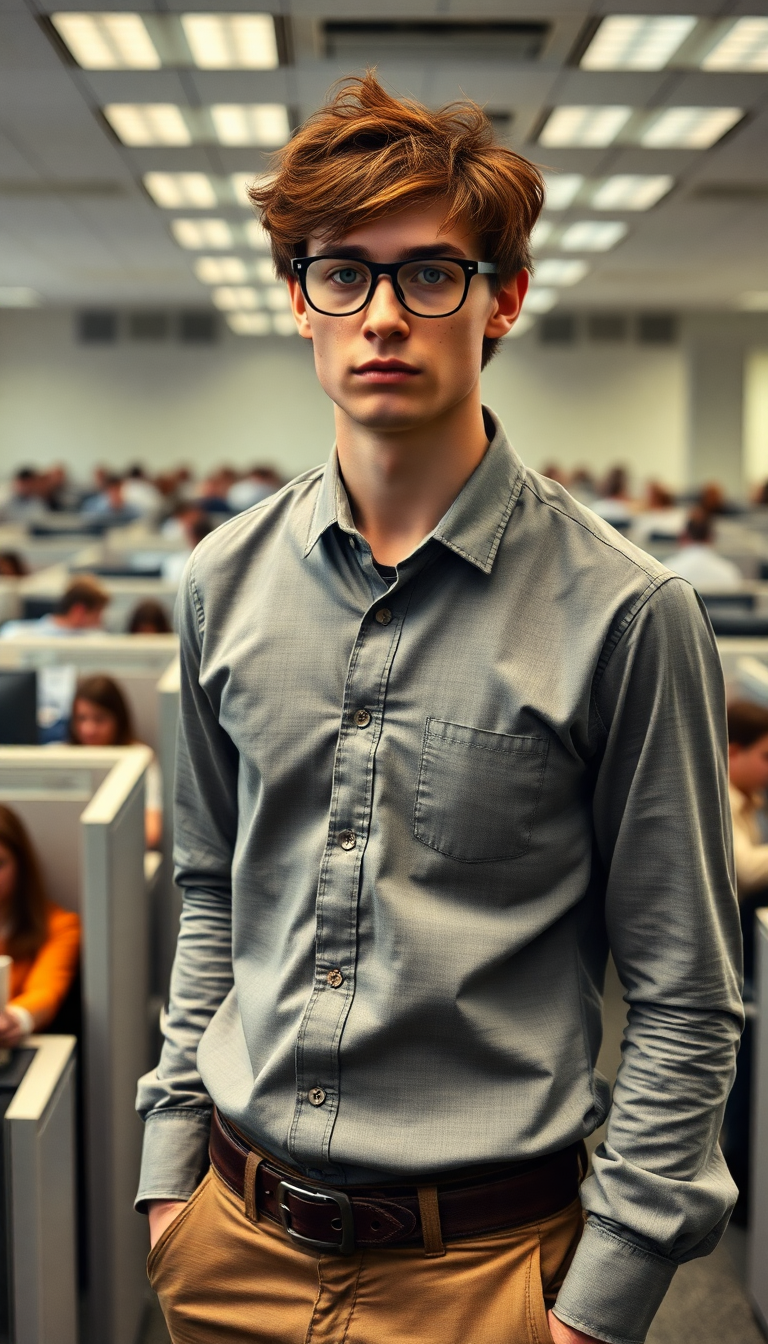 Auburn-Haired Youth in Corporate Rows