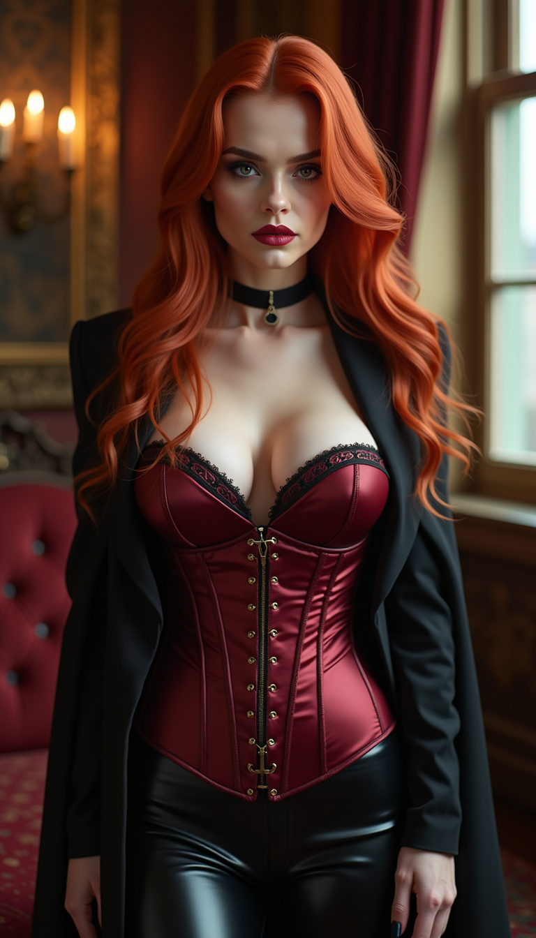 Vampire Queen in Burgundy Corset