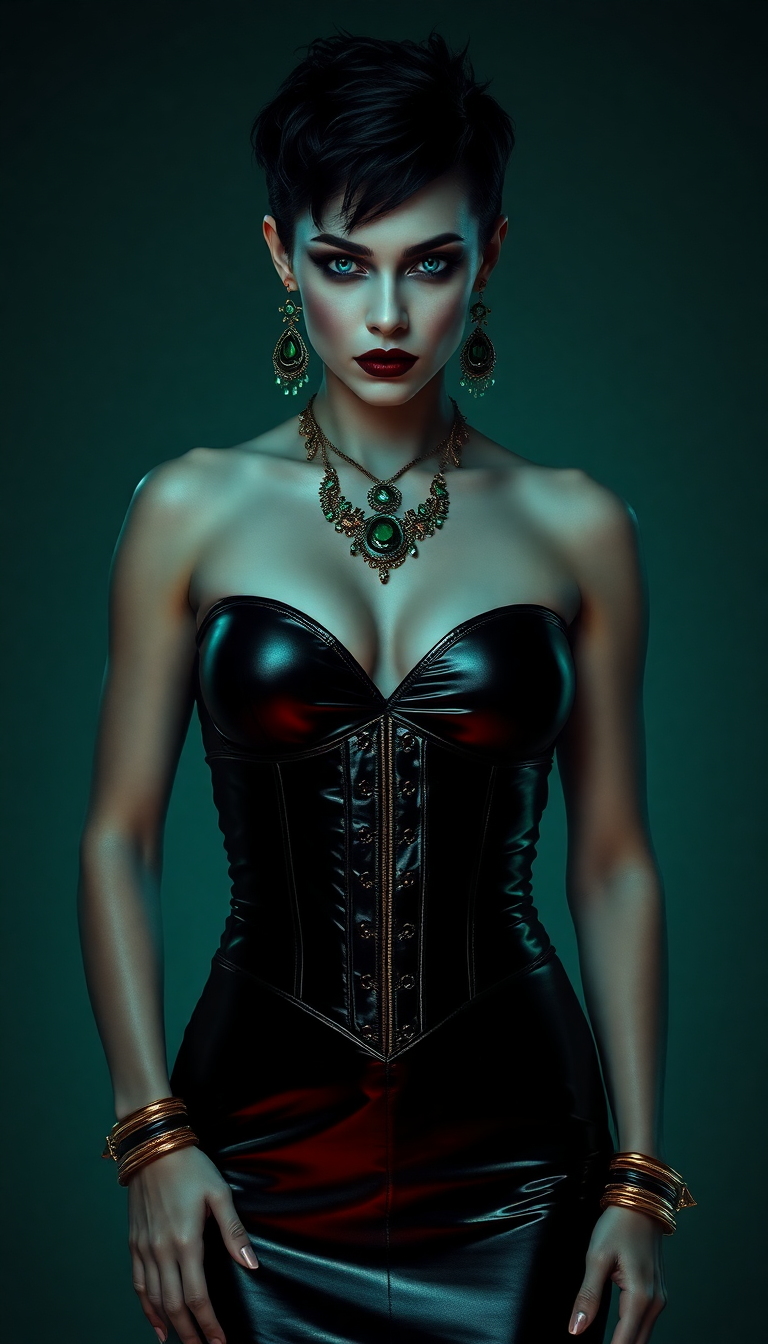 Gothic Siren in Emerald Adornments