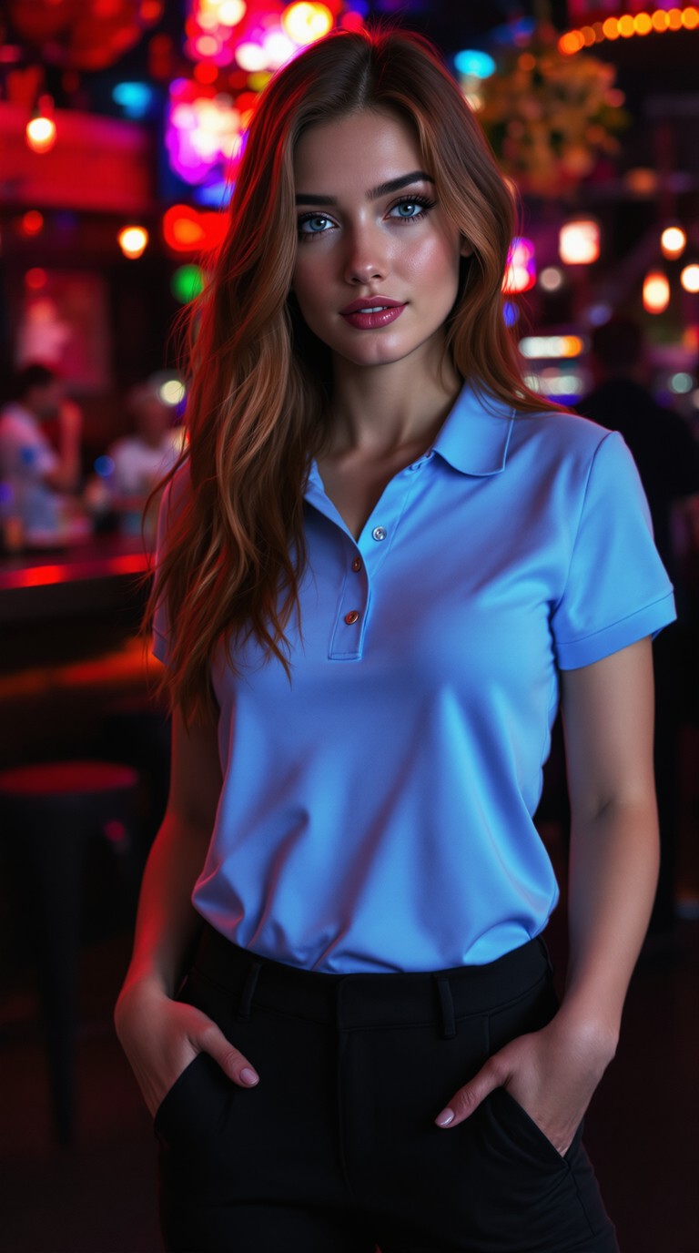 Neon Glow on Auburn Poise
