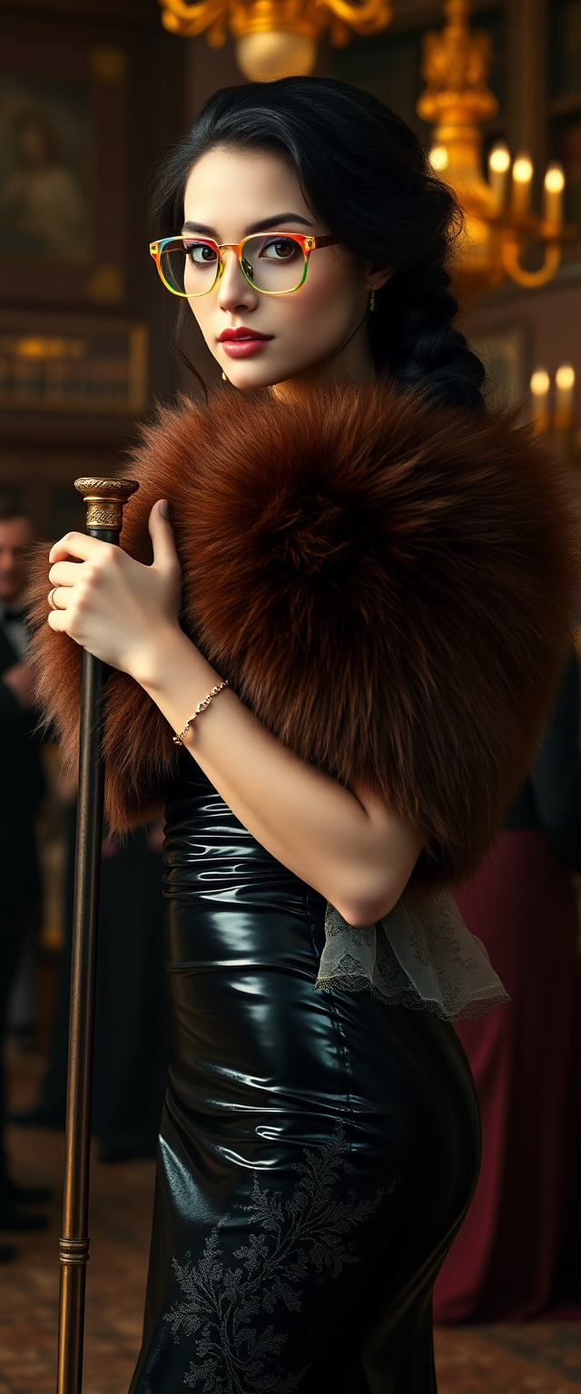 Poised Elegance in Fur and Latex
