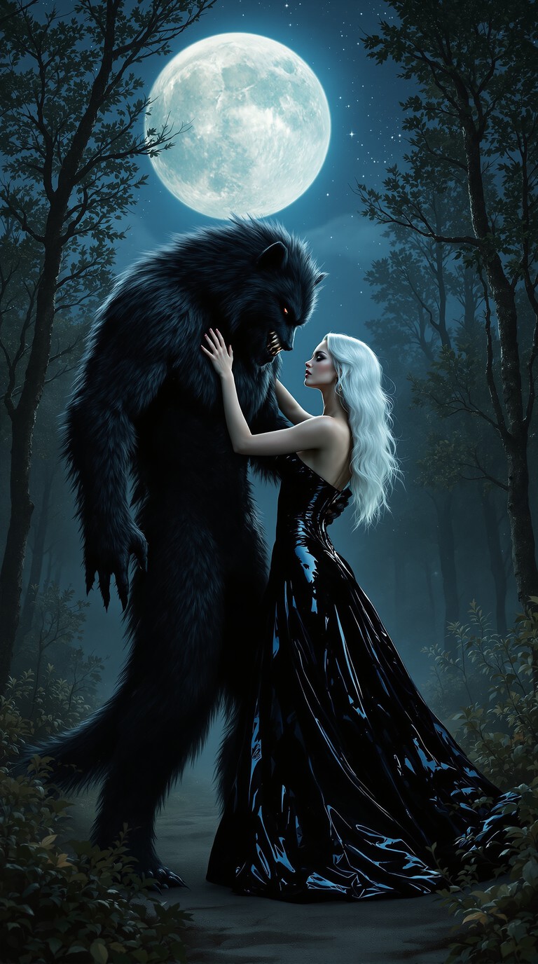 Moonlit Werewolf's Gentle Gaze