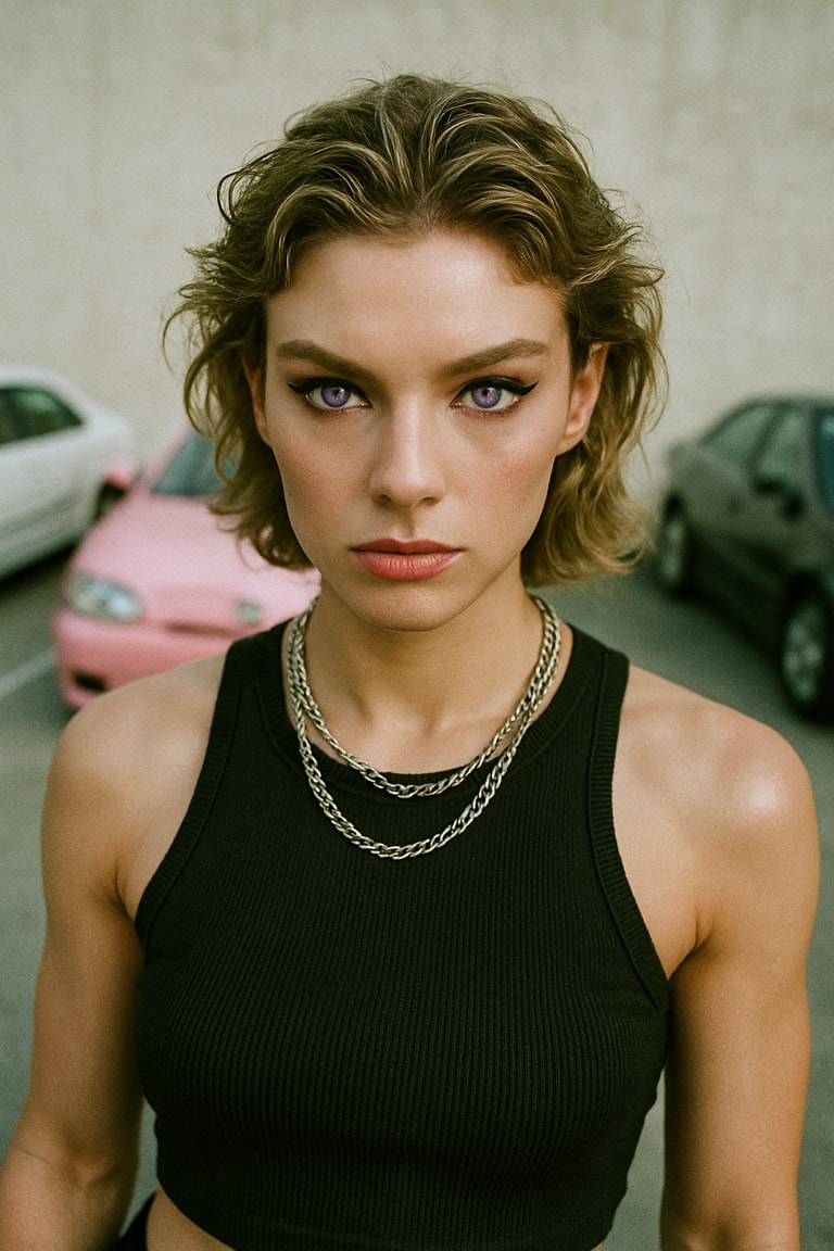 Violet Gaze in Concrete Light