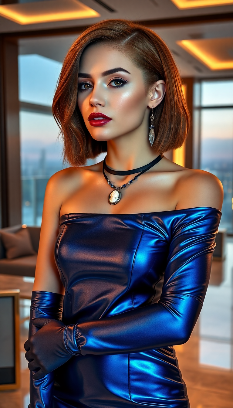 Glamour in Iridescent Blue Latex