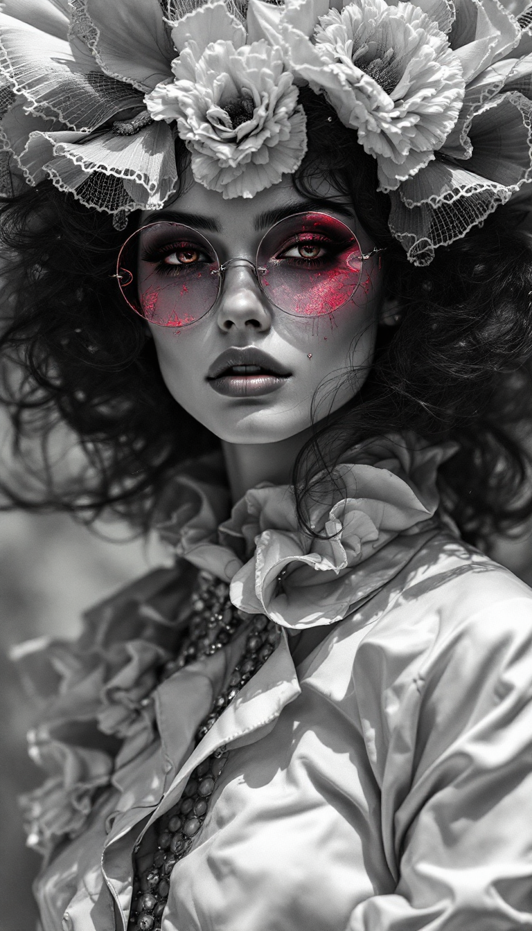 Crimson Reflections in Floral Crown