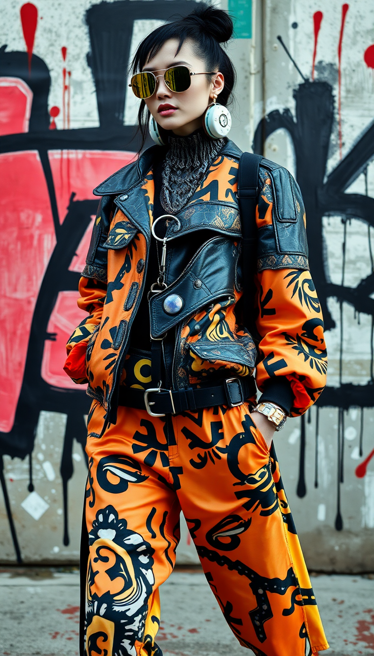 Bold Orange Rebel in Graffiti Alley
