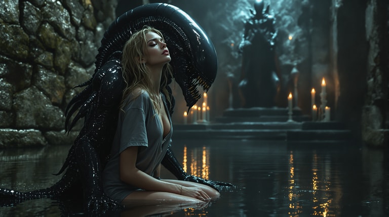 Xenomorph's Candlelit Embrace