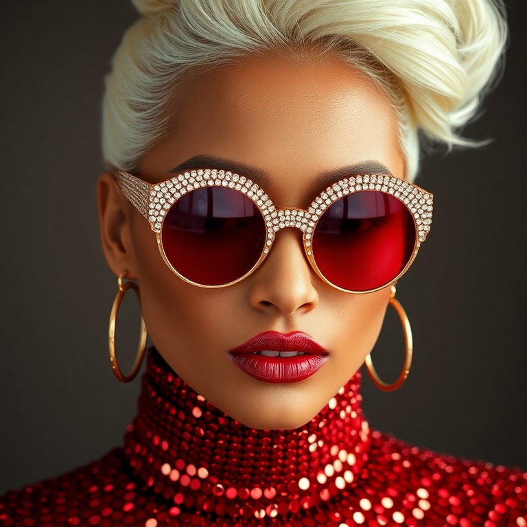 Platinum Blonde in Crimson Sparkle