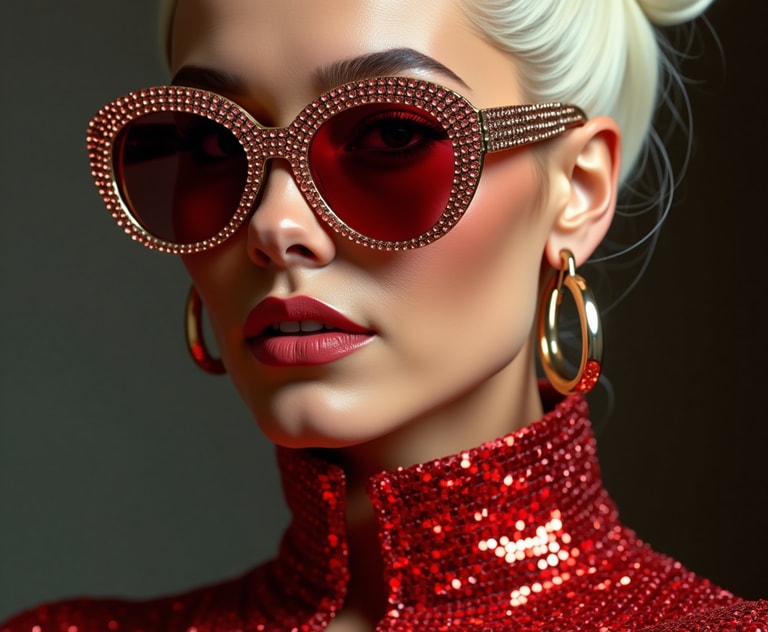 Rhinestone Red Sunglasses Glamour