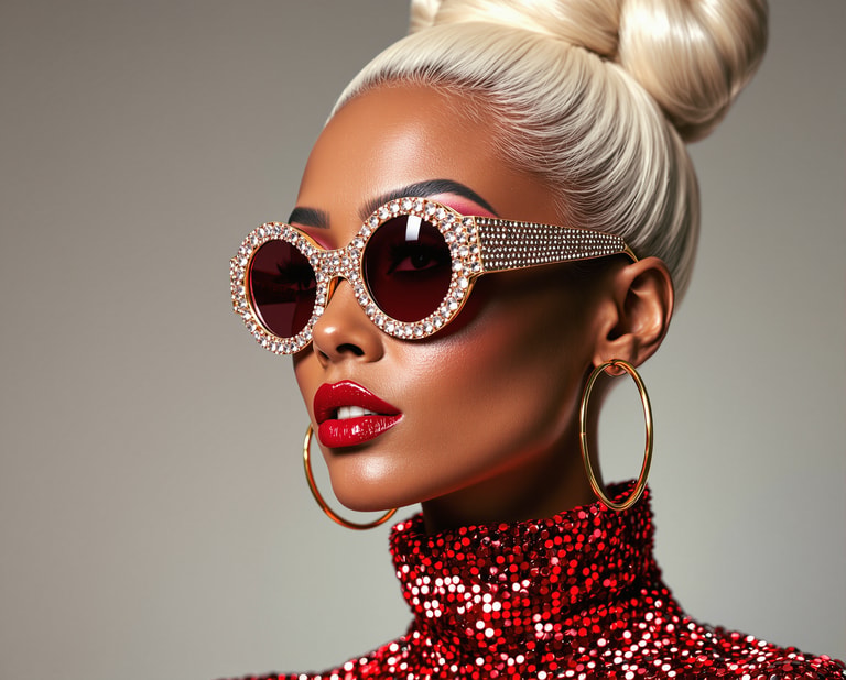 Crimson Sequins and Crystal Frames